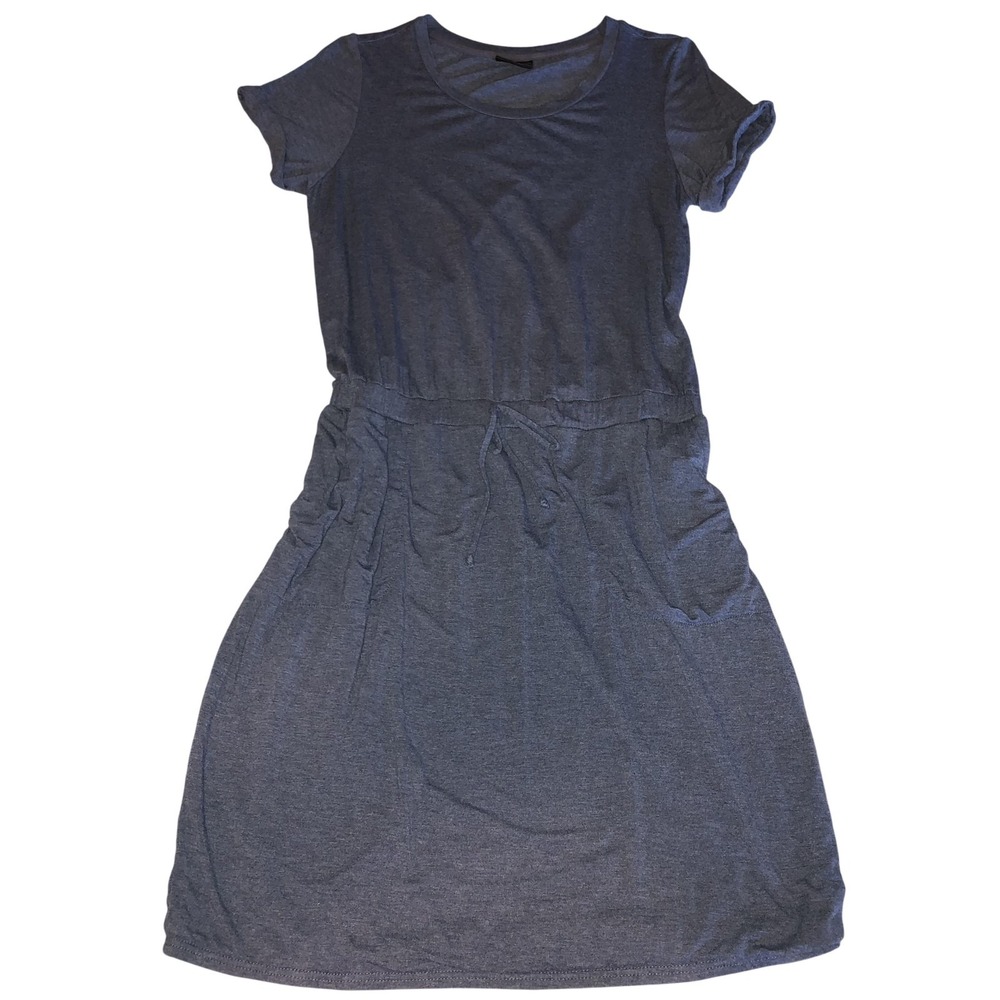 32 Degrees Cool Dress Womens Medium Blue Short Sleeve Drawstring Stretch Pockets